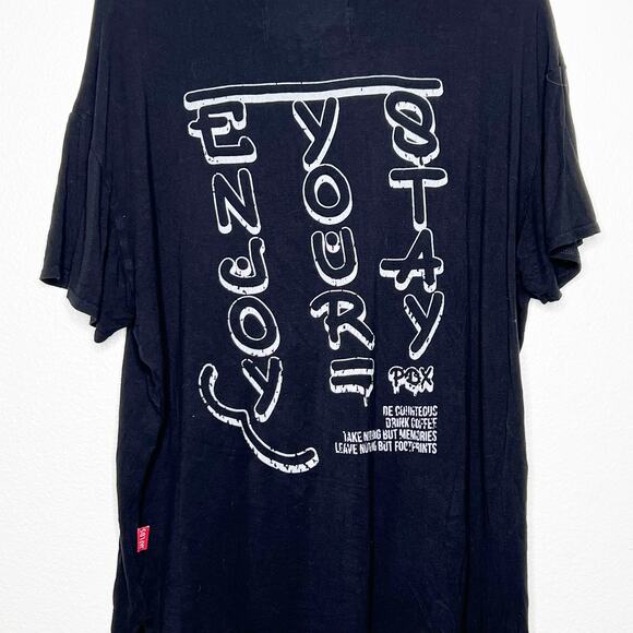JAEFIELDS PORTLAND BY WOOKIE FIELDS Enjoy Your Stay Graphic T-Shirt Black Size M - Picture 5 of 7